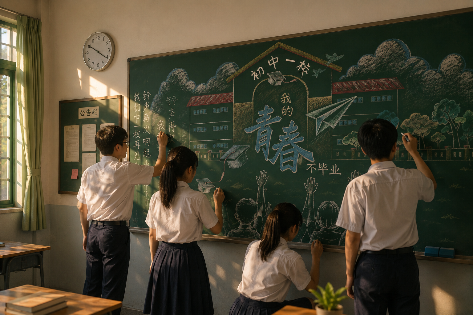 黑板与旧课桌回忆角落